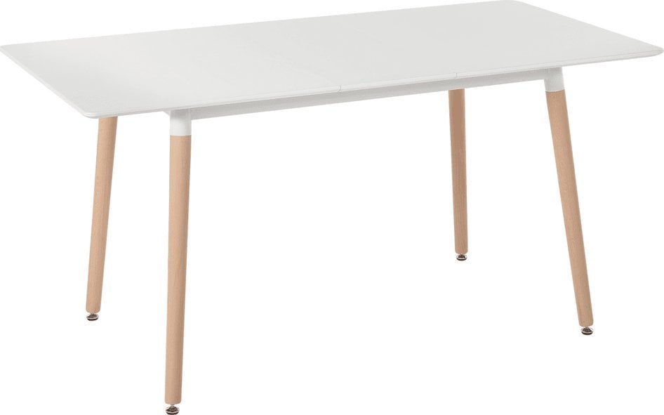 Beliani Stół do jadalni rozkładany 120/150 x 80 cm biały z jasnym drewnem MIRABEL