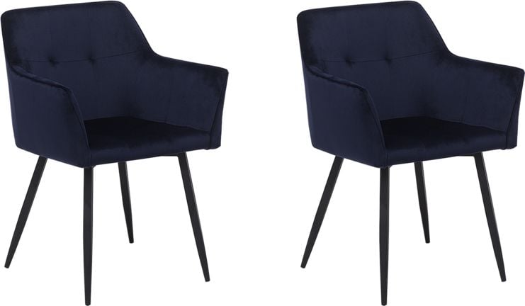 Beliani Zestaw 2 krzeseł welurowy niebieski JASMIN