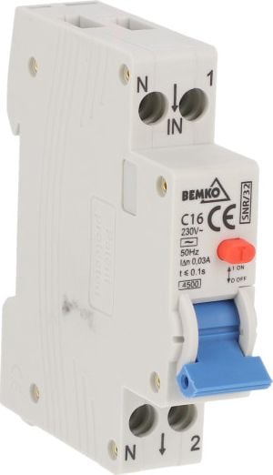 Bemko întreruptor rezidual 1P C 16A 30mA TIP AC A07-SNR-32-C16