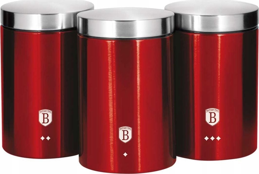 Cutii alimentare - Set condimente 3 piese Berlinger Haus BH-1343, rosu metalic