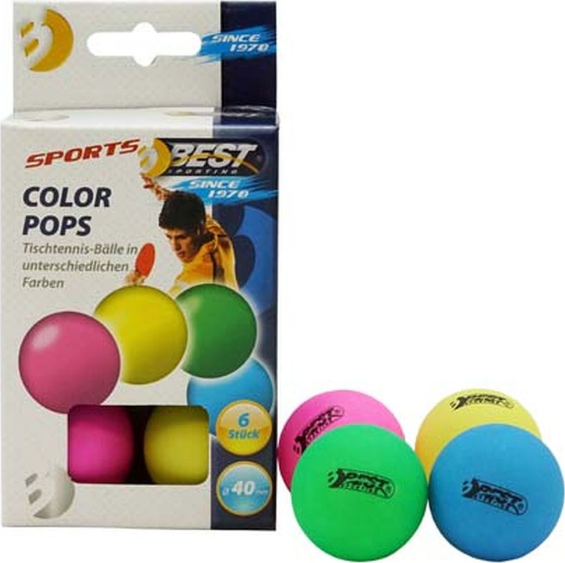Cel mai bun set sportiv de 6 mingi colorate de tenis de masă cu diametrul de 40 mm (23106)