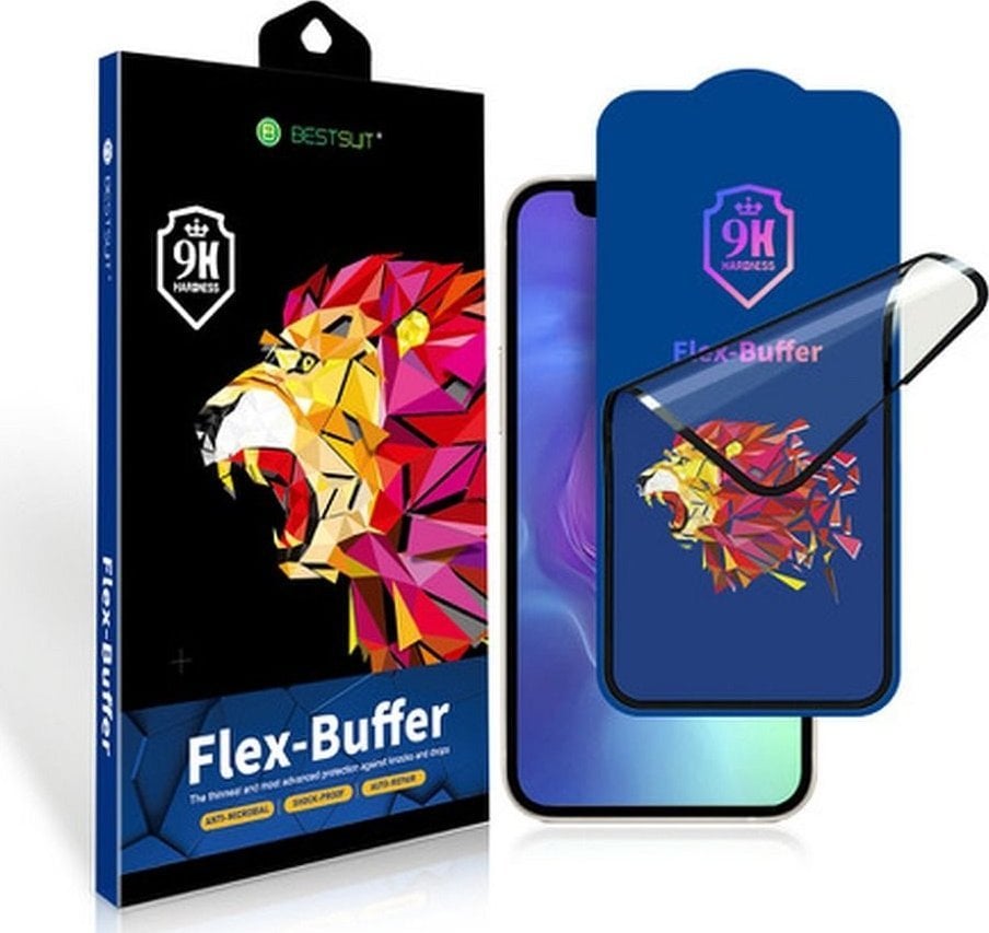 Bestsuit Bestsuit Flex-Buffer 5D hibrid sticla cu acoperire antibacteriana Biomaster pentru iPhone 12 mini 5.4` negru