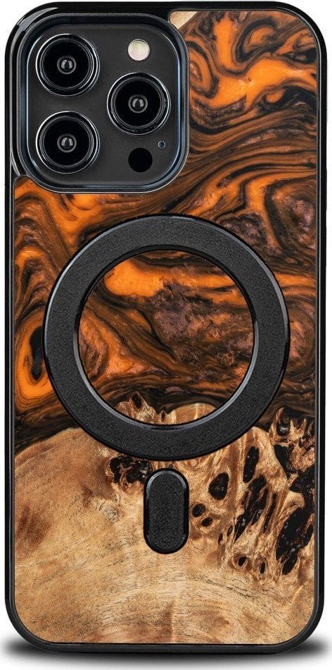 Etuiul BeWood Unique pentru iPhone 14 Pro Max - portocaliu cu MagSafe