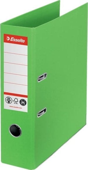 Biblioraft Esselte No.1 Power Recycled, carton reciclat si reciclabil cu amprenta CO2 neutra, A4, 7,5 cm, verde