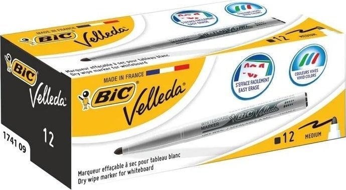 Bic Marker șters uscat Velleda 1741 negru (12 buc)