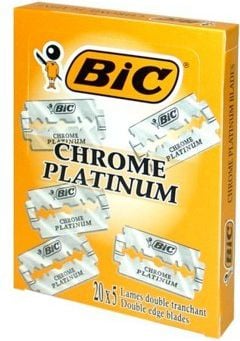Lame de ras Bic Chrome Platinum 1 pachet-20 buc, platina, inox, Pentru bărbați