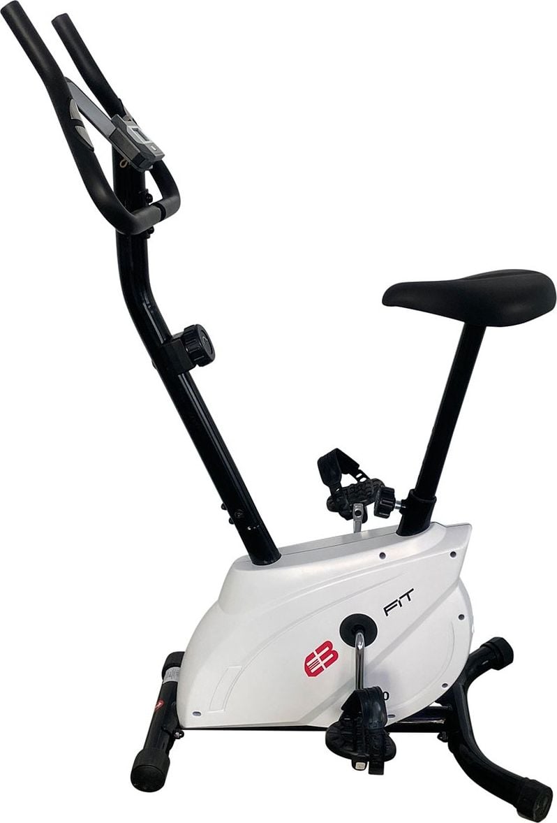 Bicicleta fitness magnetica, EB FIT, Cu display LCD, 8 trepte, Greutate maxima 110kg, Negru/Alb