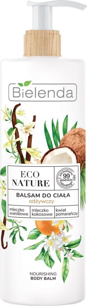 Loțiune de corp nutritivă Bielenda Eco Nature - Lapte de vanilie și nucă de cocos și floare de portocal 400 ml