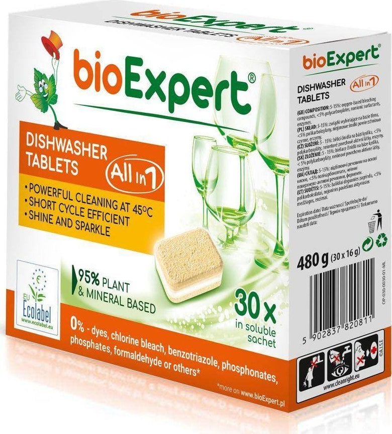 bioExpert, Pastile ecologice pentru masina de spalat vase All in 1, 30 buc