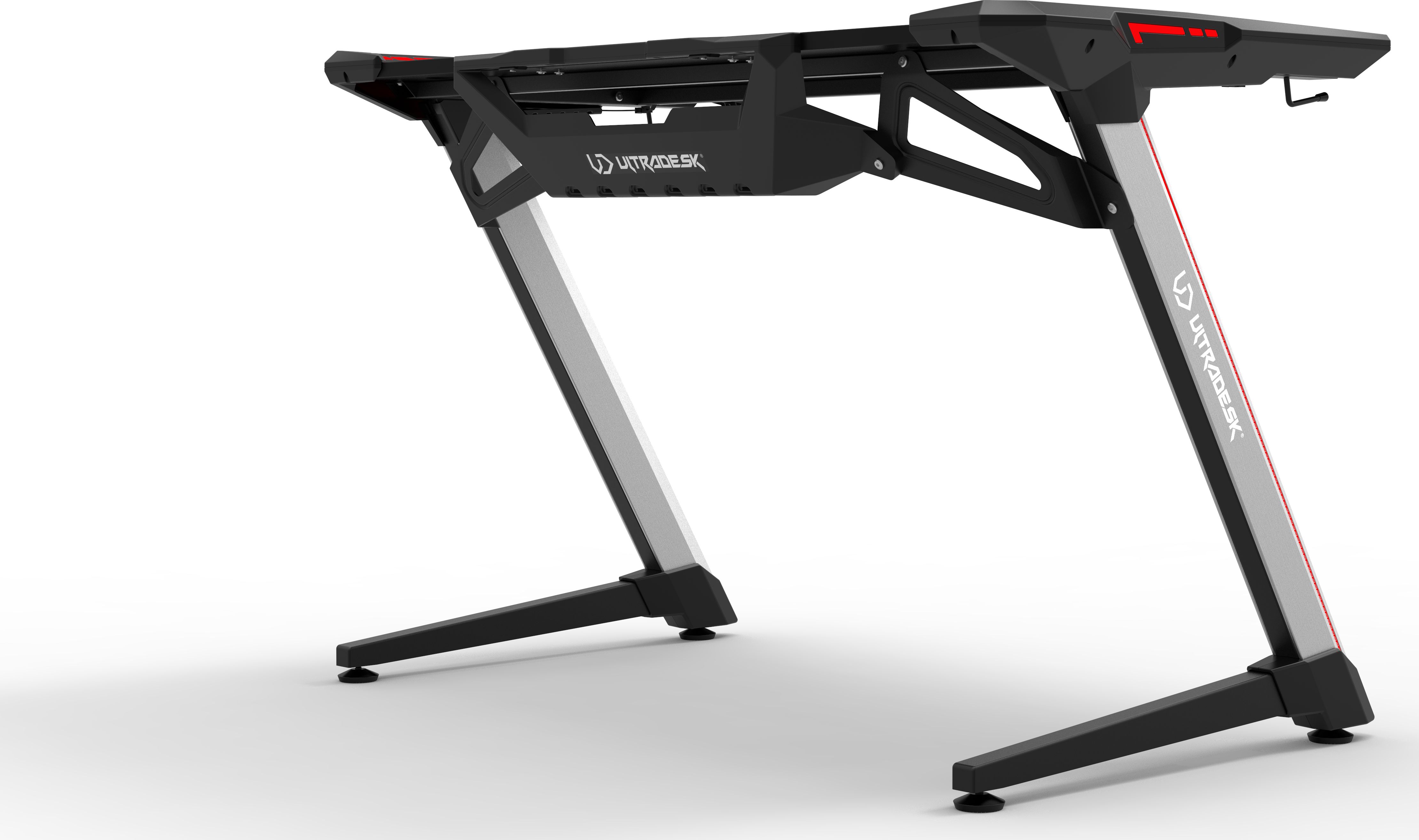 Birou gaming Ultradesk Racer, 77x64x120 cm, Negru/Argintiu