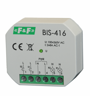 Bistabil releu BIS-416 montate la același nivel, două circuite de control independente