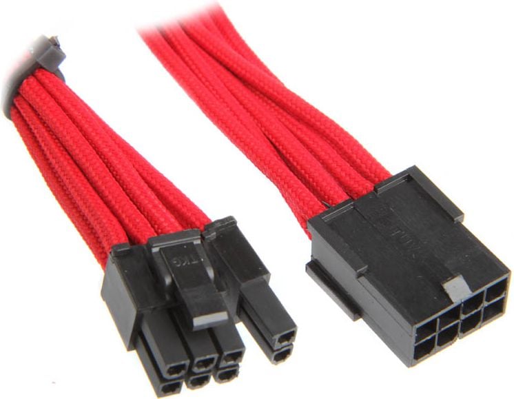 Cablu È™i adaptor pentru PC BitFenix przedÅ‚uÅ¼acz 6+2-Pin PCIe 45cm - ekranowany czerwono - negru (BFA-MSC-62PEG45RK-RP)