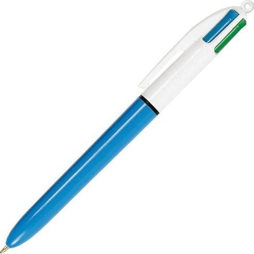 Biurfol Pen Automatic. Bic Alb & Albastru 4 Culori Mediu