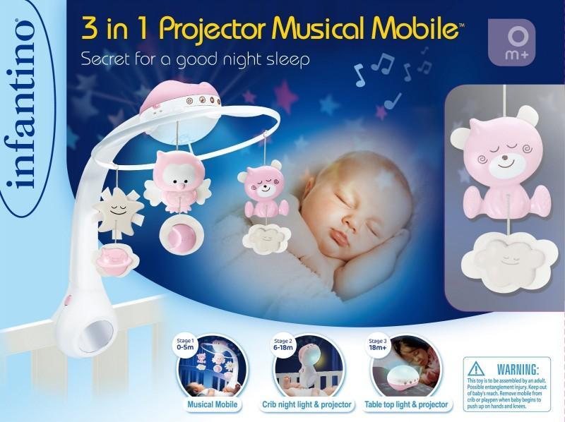 B-Kids Infantino 4914N mobil muzical 3in1 roz