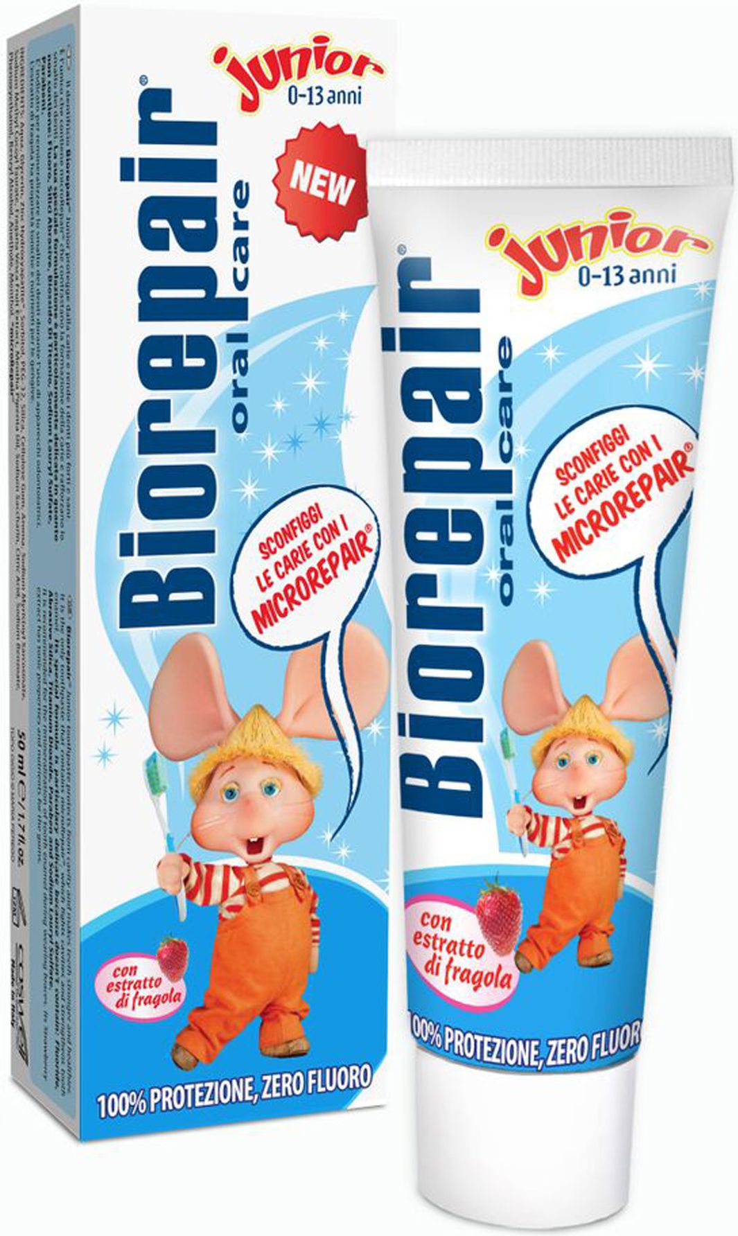 Pasta dinti - Pasta de dinti pentru copii 0-6 ani cu extract de capsuni, Biorepair Junior, 50 ml