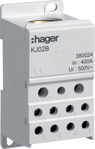 Bloc de distribuție cu prize multiple Hager 400A (KJ02B)