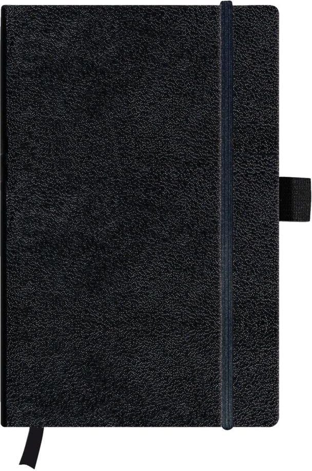 Bloc notes a4 96 file patratele negru coperta din piele sintetica cu elastic, motiv my.book classic