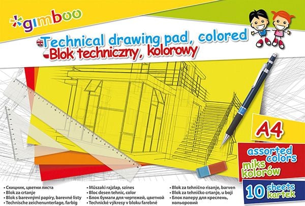 Hartie si produse din hartie - Bloc tehnic Gimboo A4 10k culori asortate