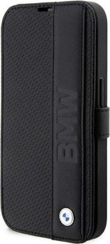 BMW Etui BMW BMBKP14L22RDPK Apple iPhone 14 Pro czarny/black bookcase Leather Textured&amp;Stripe