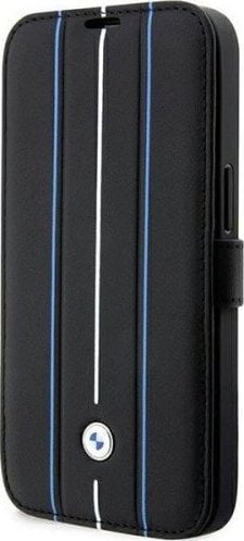 BMW Etui BMW BMBKP14L22RVSK Apple iPhone 14 Pro czarny/black bookcase Leather Stamp Blue Lines