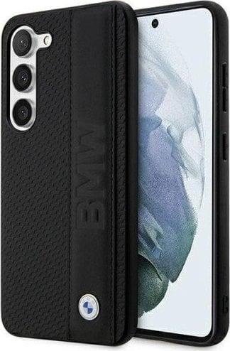 BMW Beefar Etui BMW BMHCS23S22RDPK Samsung Galaxy S23 czarny / carcase de la Textured Piele Beefar & Stripe Husa BMW BMHCS23S22RDPK pentru Samsung Galaxy S23 cu textura de piele si dungi, de culoare neagra.