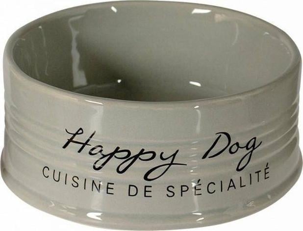 Bol ceramic, DUVO +, Happy Dog, 10.5cm, 300ml, Gri