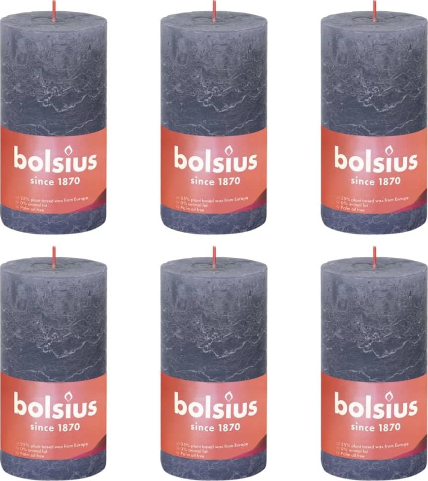 Bolsius Bolsius Świece pieńkowe Shine, 6 szt., 130x68 mm, niebieski zmierzch