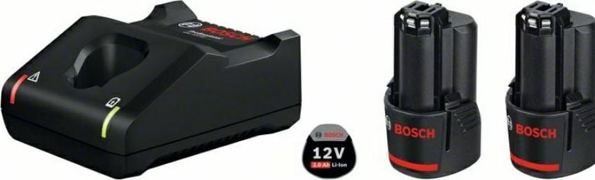 Set 2 acumulatori Li-Ion Bosch Professional GBA, 12 V, 2.0 Ah + incarcator GAL 12V-40 + cutie carton