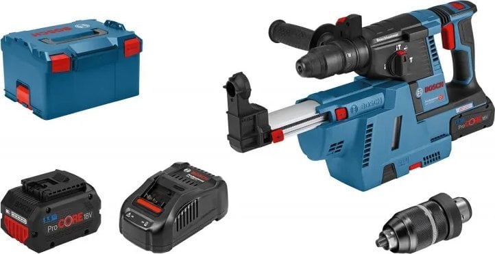 Bosch Bosch cordless hammer drill GBH 18V-26 F Professional, 18V (blue/black, 2x battery ProCORE18V 5.5Ah, L-BOXX, dust extraction)