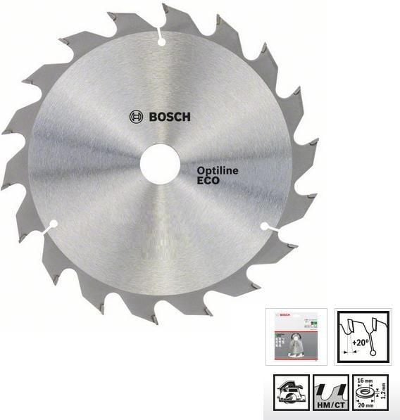 Disc circular Bosch Eco pentru lemn 190x2.2/1.4x20/16 mm 24T