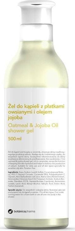 Botanica BOTANICAPARMA_Oatmeal Jajoba Oil Gel de dus Gel de baie Fulgi de ovaz si ulei de ou 500ml