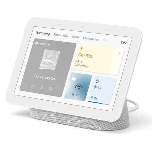 Boxa inteligenta Google Nest Hub (2nd Gen), 7` touchscreen, Wi-Fi, Bluetooth, 3 Microfoane, Alb
