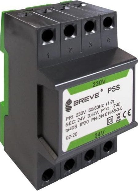 BREVE transformator modular monofazat PSS 10VA 230V/24V /pe șină/ 16024-0251