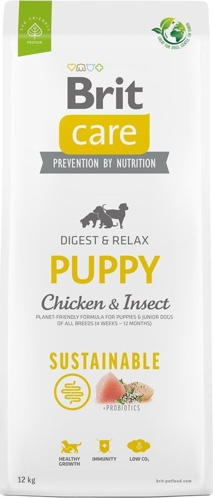 Hrană pentru câini Brit Brit Câinele de griji Sustenabil Pui de pui de insecte 12 kg