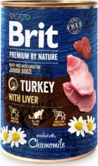 Hrana umeda pentru caini Brit Premium Junior, Turkey With Liver, 400g