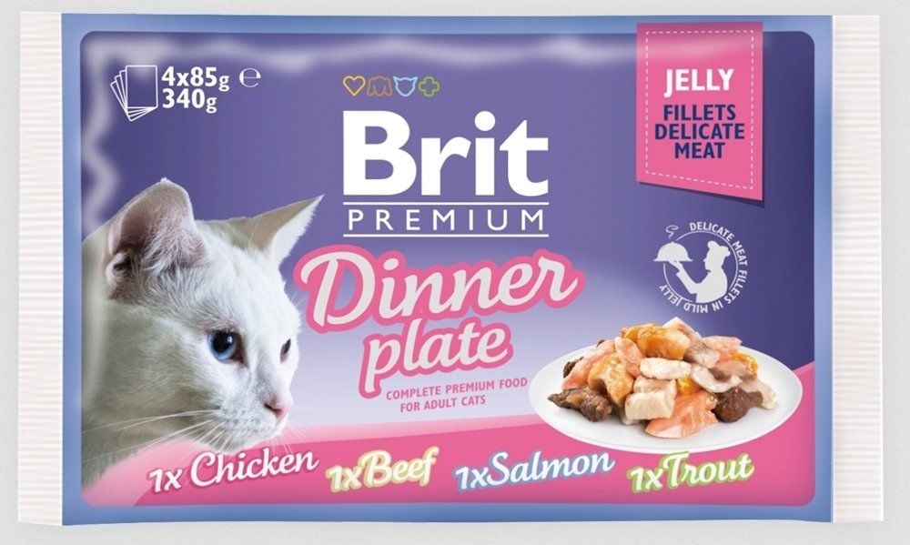 Brit Cat Multipack Delicate Dinner Plate in Jelly 4 x 85 g