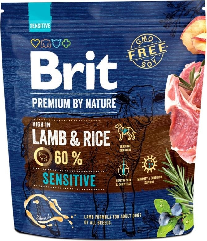 Hrana uscata pentru caini Brit Premium, Sensitive, Miel, 1 Kg