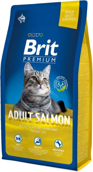 Hrana uscata pentru pisici, Brit Premium by Nature Cat Adult Salmon, 8 kg