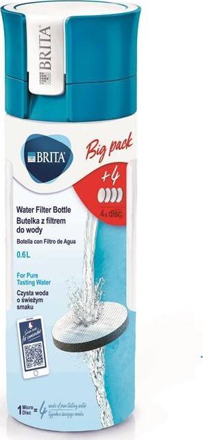 Cani filtrante - Brita Fill & Go sticla-albastru 0,6l + 4 cartușe filtrante