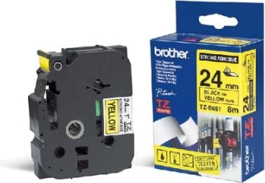 Benzi etichete - Rola etichete Brother 24mm (0.94&quot;) Black on Yellow Tape with Extra Strength Adhesive 8m