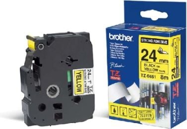 Rola etichete Brother 24mm (0.94`) Black on Yellow Tape with Extra Strength Adhesive 8m