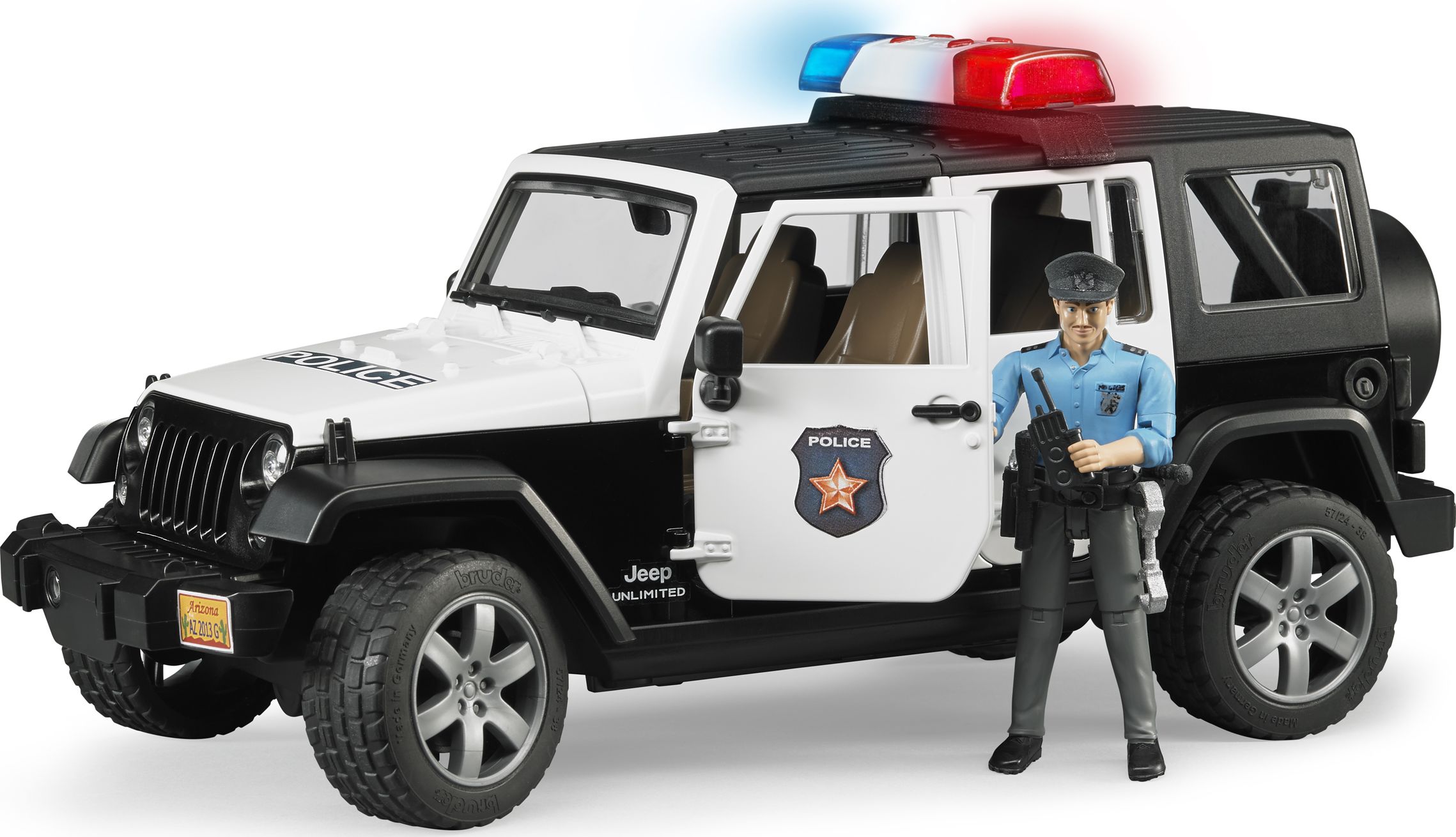 Bruder Jeep Wrangler Unlimited Police Rubicon cu figură de polițist (02526)