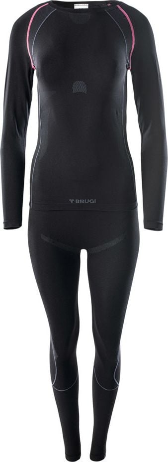 Brugi Lenjerie termoactivă pentru femei set bluză + pantaloni leggings Brugi 2RCG negru mărime L/XL