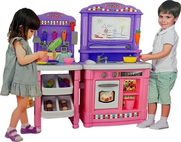 Bucătărie pentru copii Lean Sport 66 articole roz și accesorii de bucătărie