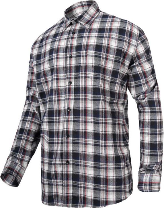 Bumbac flanel cămașă gri-negru în carouri Dimensiune S (L4180401)