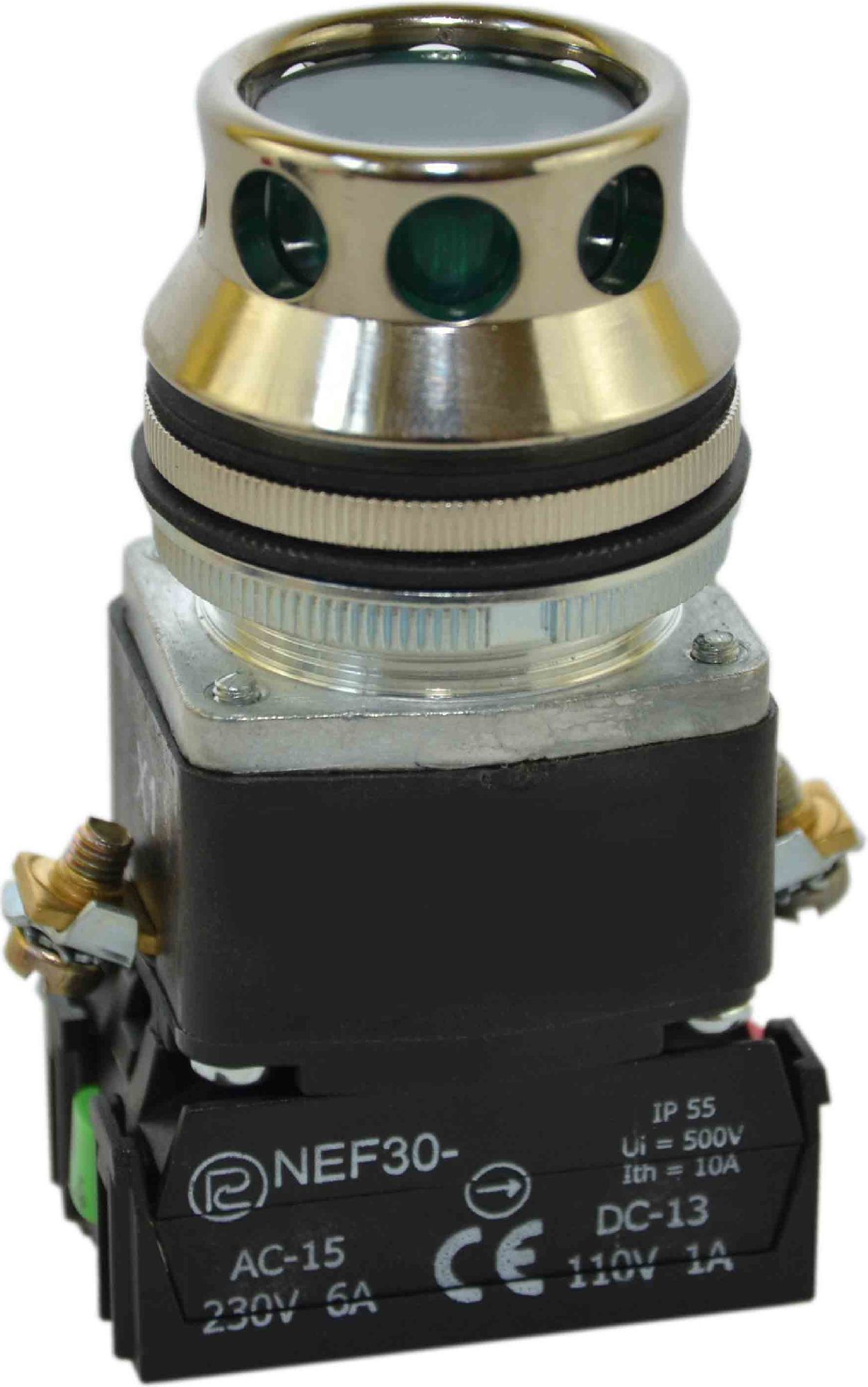 Butonul de control 30mm verde-retur backlit 2Z 24V (W0-NEF30 KL 2X-Z)