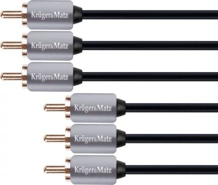 Cablu 3xRCA tata - 3xRCA tata, 3m, Kruger&Matz - 401955