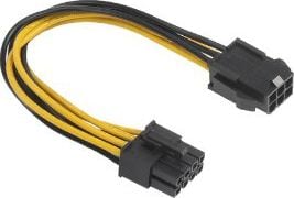 Cablu adaptor Akasa CB051, 6 pini (PCI Express) la 8 pini CPU ATX12V, 15 cm