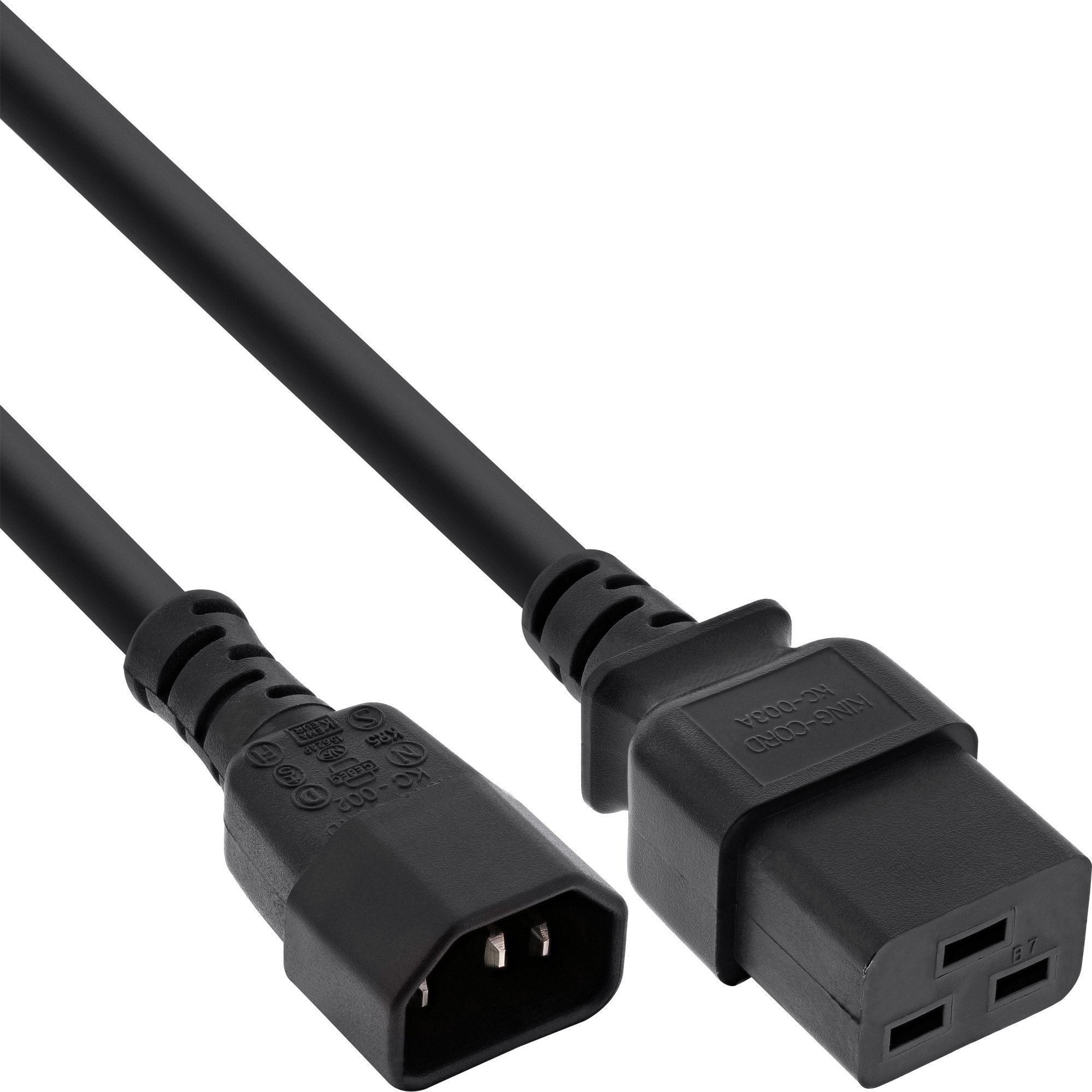 Cablu adaptor de alimentare InLine InLine®, IEC-60320 C14 la C19, 3x1,5 mm², max. 10A, negru, 1m