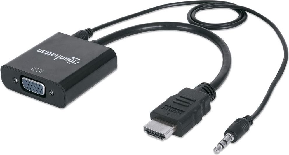 Cablu adaptor HDMI-Male/ VGA-Female Manhattan 151450, Audio, Negru